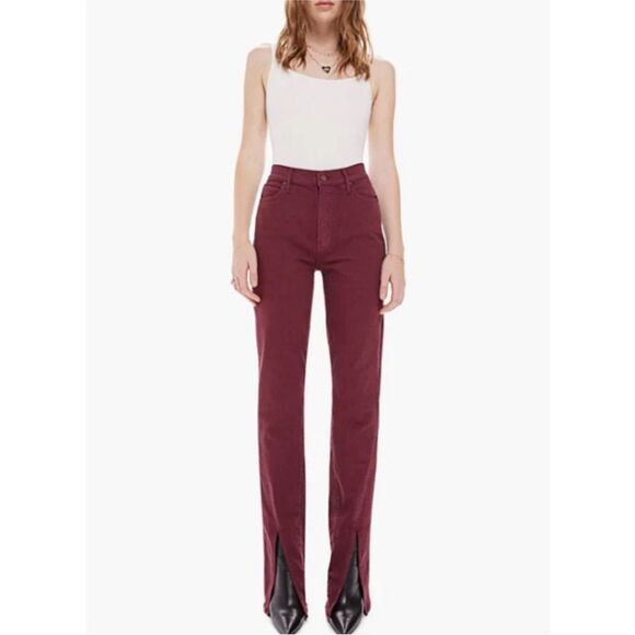 Mother The Rascal Sliced Up Heel Jeans Size 24, Burgundy, NWT  $248 - Picture 6 of 10